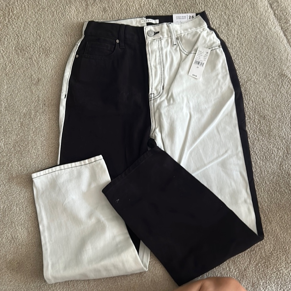 PACSUN BLACK & WHITE COLORBLOCK JEANS